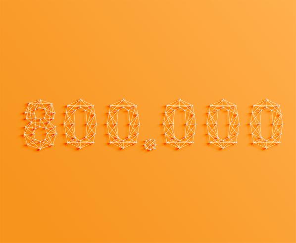 A number made by pins and lines, 3D and realistic, vector