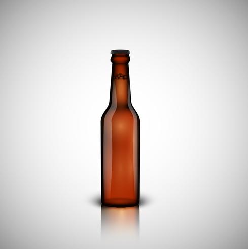 Brown realistic bottle of beer, vector illustration