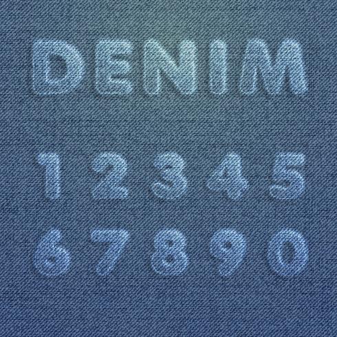 Character set made by denim, from a typeface, vector