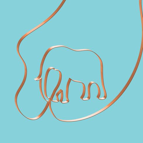 Realistic ribbon shapes an animal, vector illustration