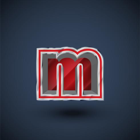 3D red steel font character, vector