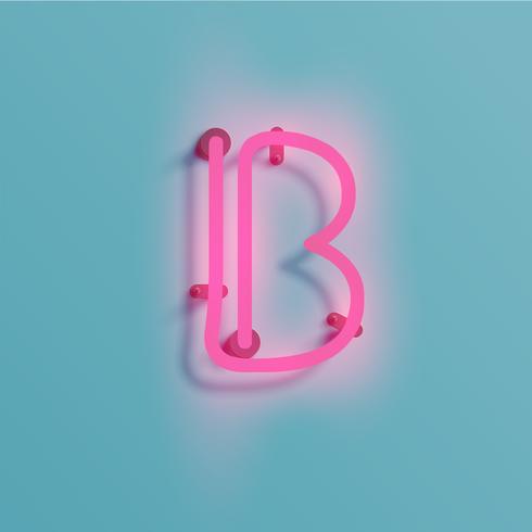 Realistic neon character from a typeset, vector