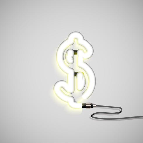 Realistic neon character, vector