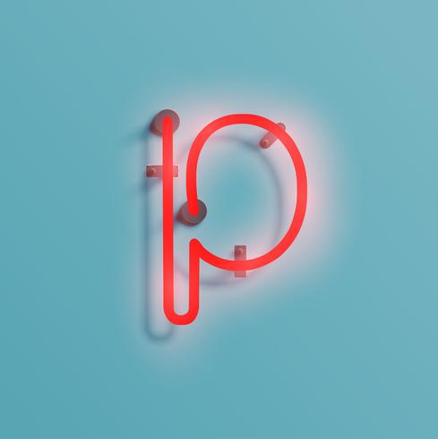 Realistic neon character from a typeset, vector