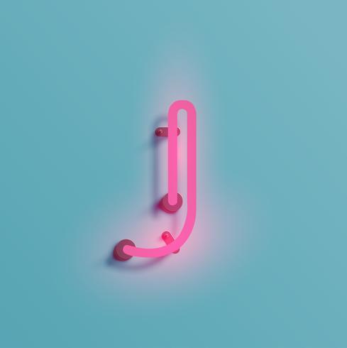 Realistic neon character from a typeset, vector