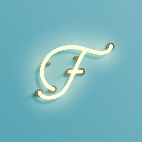 Realistic neon character from a typeset, vector
