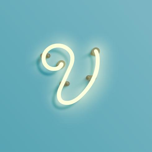 Realistic neon character from a typeset, vector