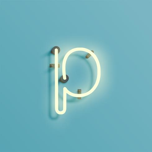 Realistic neon character from a fontset, vector