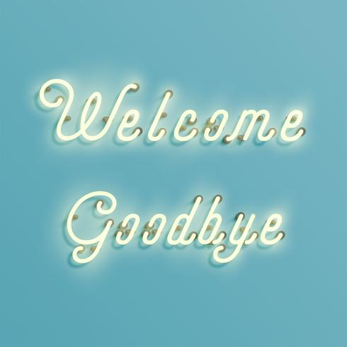 Neon signs from a typeface, vector