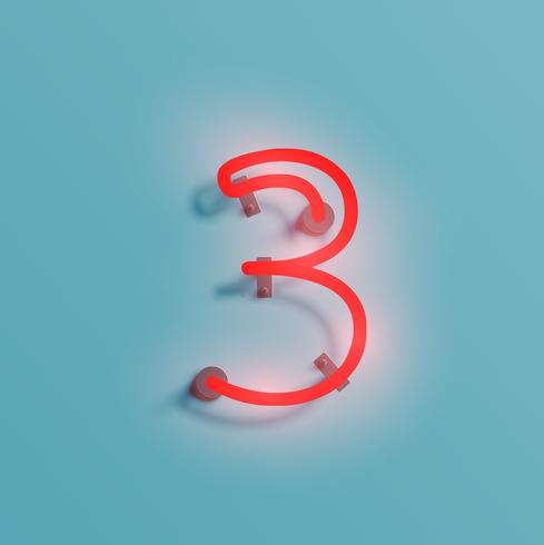 Realistic neon character from a typeset, vector