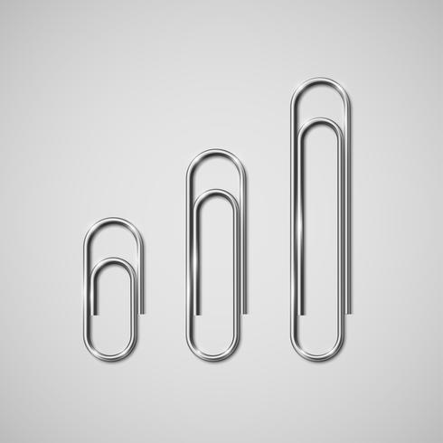 3 different size of paperclips, vector