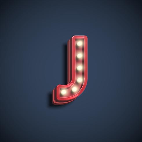 Realistic font character with lamps, vector illustration