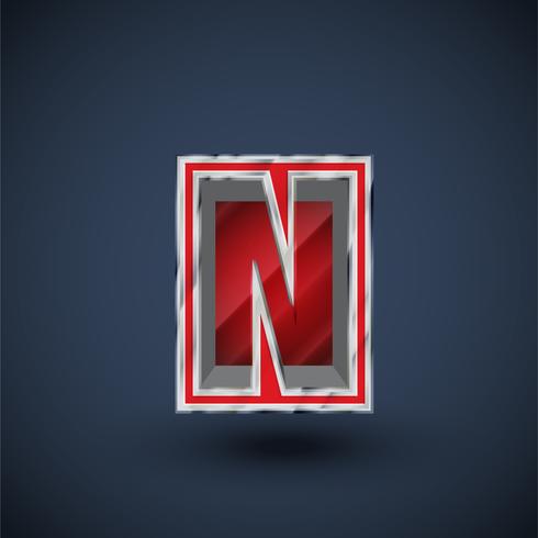 3D red steel font character, vector
