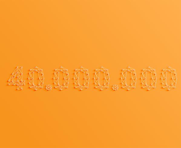 A number made by pins and lines, 3D and realistic, vector