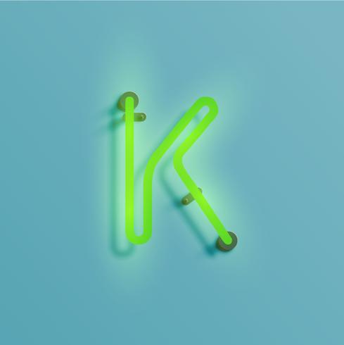 Realistic neon character from a typeset, vector