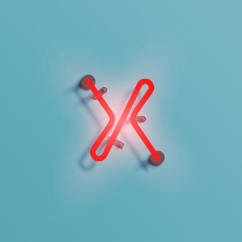 Realistic neon character from a typeset, vector