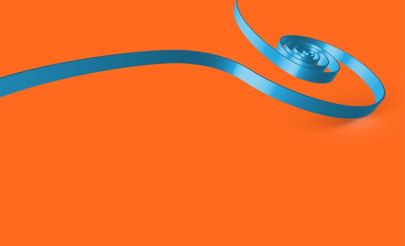 Cinta azul swirly sobre fondo naranja, vector