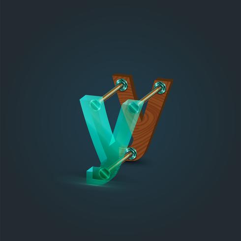 Character made by glass and wood, vector