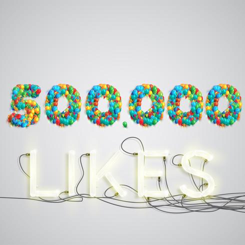 Number of likes made by balloon, vector illustration