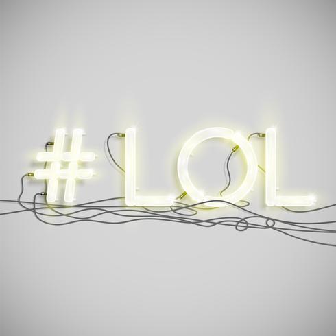 Neon hashtag word, vector illustration