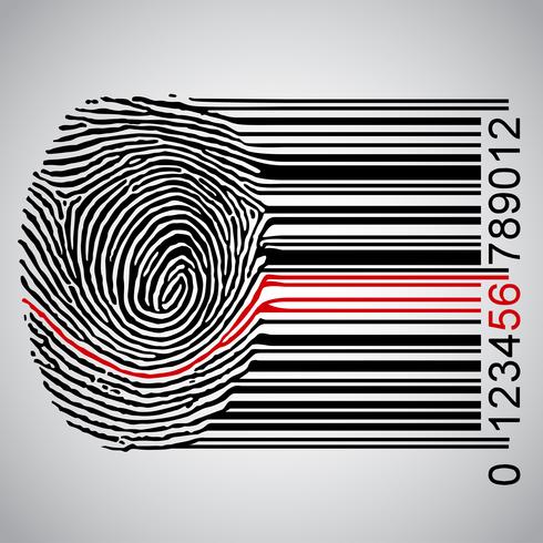 Fingerprint becoming barcode, vector illustration