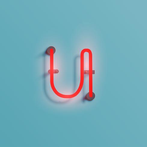 Realistic neon character from a typeset, vector