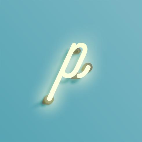 Realistic neon character from a typeset, vector