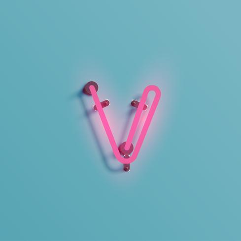 Realistic neon character from a typeset, vector