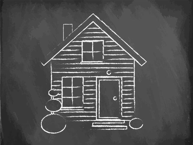 Realistic house being drawn on a chalkboard, vector
