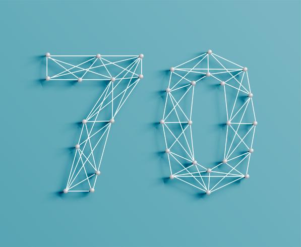 A number made by pins and lines, 3D and realistic, vector