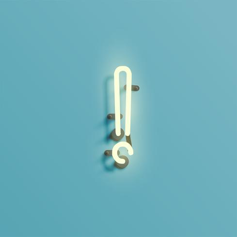 Realistic neon character from a fontset, vector