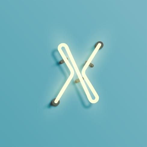 Realistic neon character from a fontset, vector
