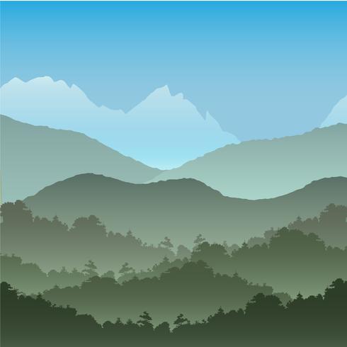 Vector seamless background. Green Mountain landscape in the summer.
