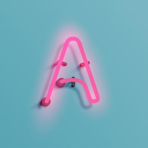 Realistic neon character from a typeset, vector