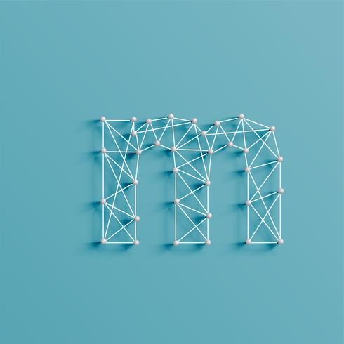 A character made by pins and lines, 3D and realistic, vector
