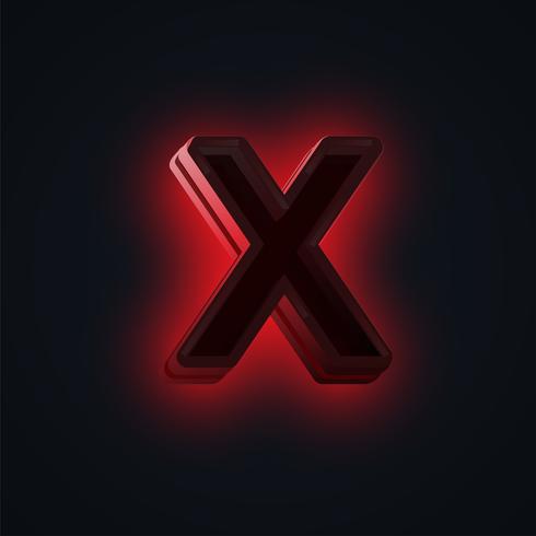 Red 'CLUB' neon lights character from a fontset, vector