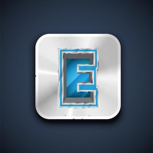 Metallic 3D character from a font set, vector illustration