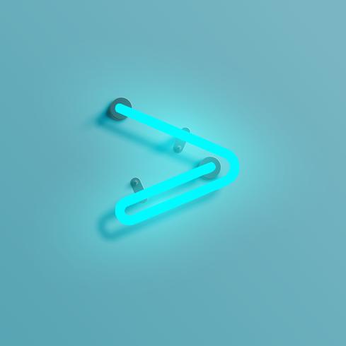 Realistic neon character from a typeset, vector