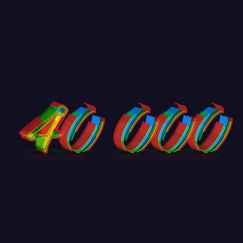 3D colorful character from a fontset, vector