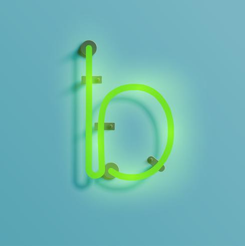 Realistic neon character from a typeset, vector