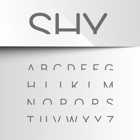 Shy font with only the top of the characters, vector