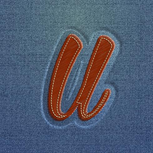 Character made by denim, from a typeface, vector