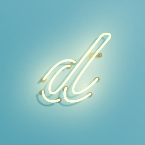 Realistic neon character from a typeset, vector