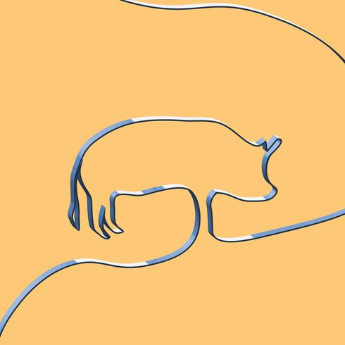 Realistic ribbon shapes an animal, vector illustration