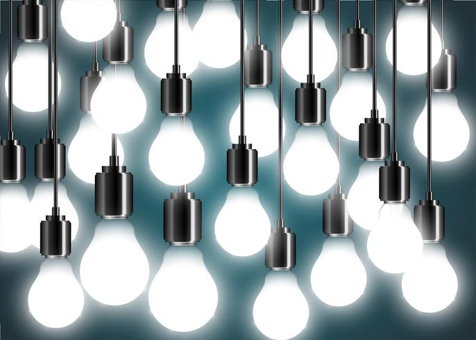 Creative lightbulb illustration on a blue background, vector