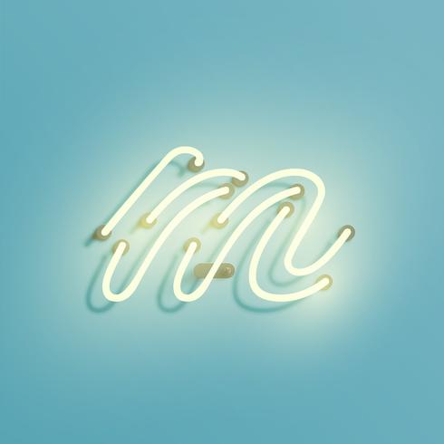 Realistic neon character from a typeset, vector