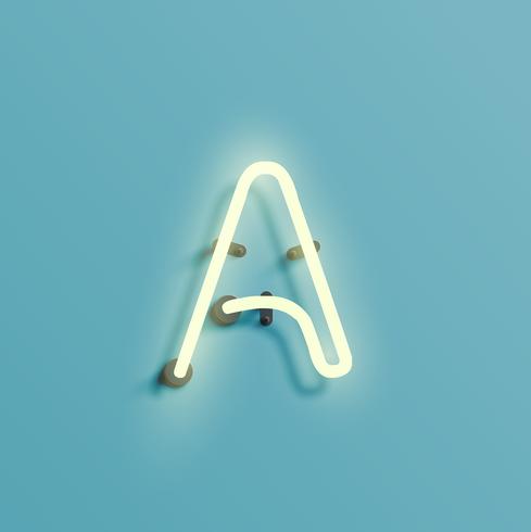 Realistic neon character from a fontset, vector