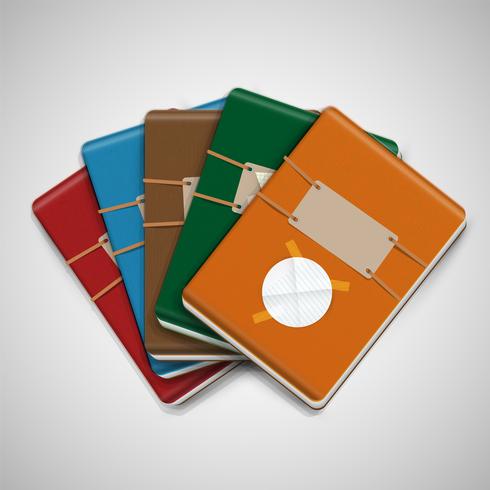 Five different colorful notebooks
 vector