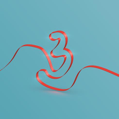 Realistic ribbon font from a typeset, vector