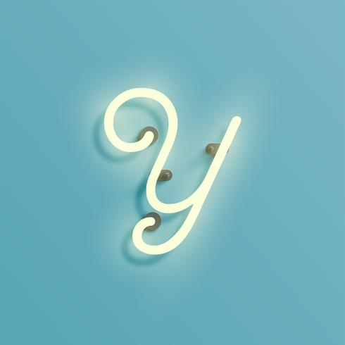 Realistic neon character from a typeset, vector